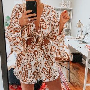 Tie-Front Cut Out Romper